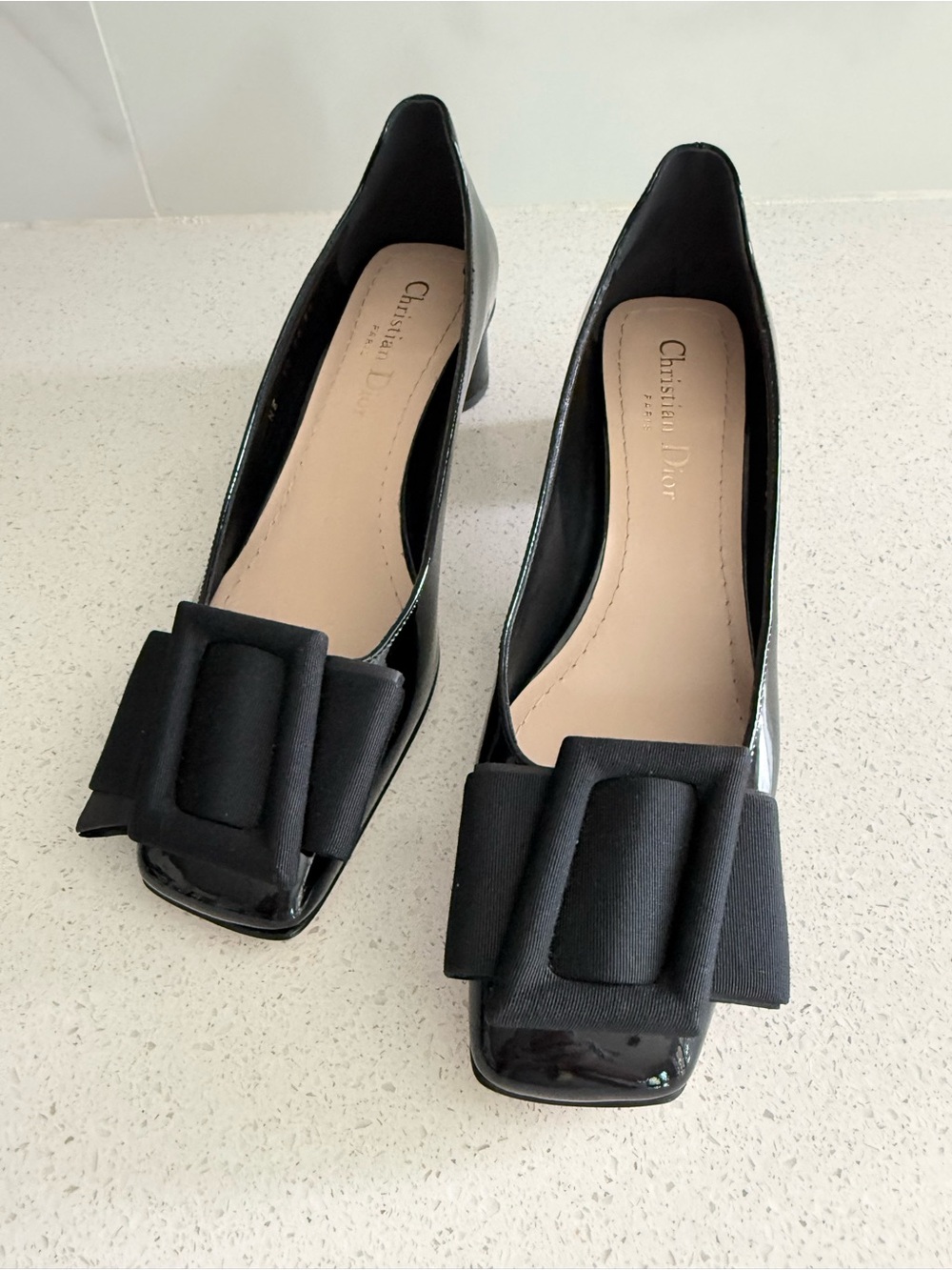 CHRISTIAN DIOR IDYLLE BALLET PUMPS BLACK PATENT LEATHER SIZE 36 US 6